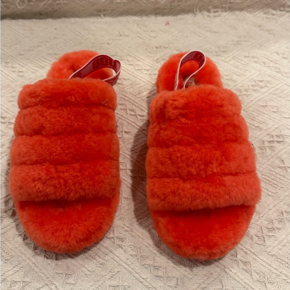 UGG Vibrant Orange Fuzzy Slippers